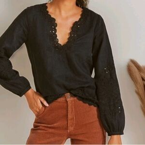 J. Crew Bungalow Embroidered Linen Top